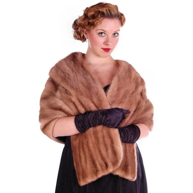 Vintage Mink Stole Autumn Haze Mink  Shawl Collar 1950S