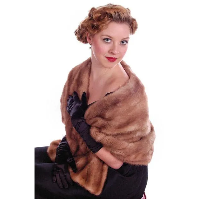 Vintage Mink Stole Autumn Haze Mink  Shawl Collar 1950S