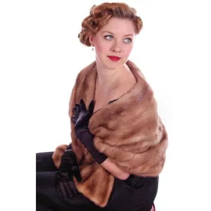 Vintage Mink Stole Autumn Haze Mink  Shawl Collar 1950S