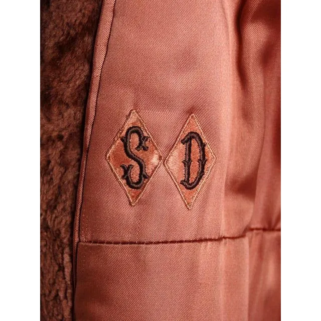 Vintage Sheepskin Lamb Trench Coat Raccoon Collar 1970s 12-14 Gorgeous