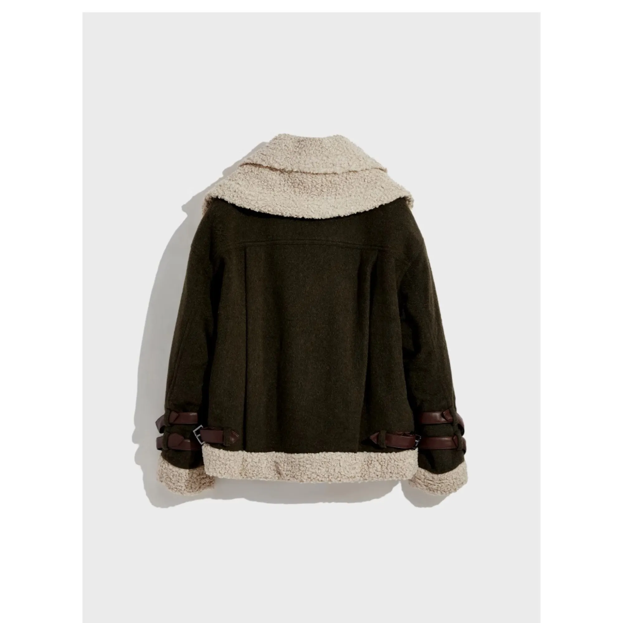 Women Wmo-Sadiech-Faux Fur Aviator Jacket - Khaki