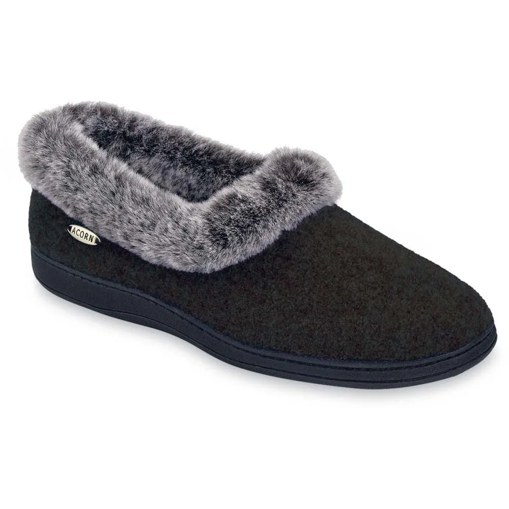 Women's Faux Fur Chinchilla Collar Slipper With Indoor/Outdoor Sole