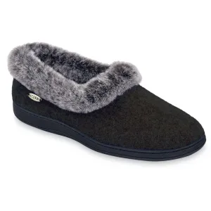 Women's Faux Fur Chinchilla Collar Slipper With Indoor/Outdoor Sole