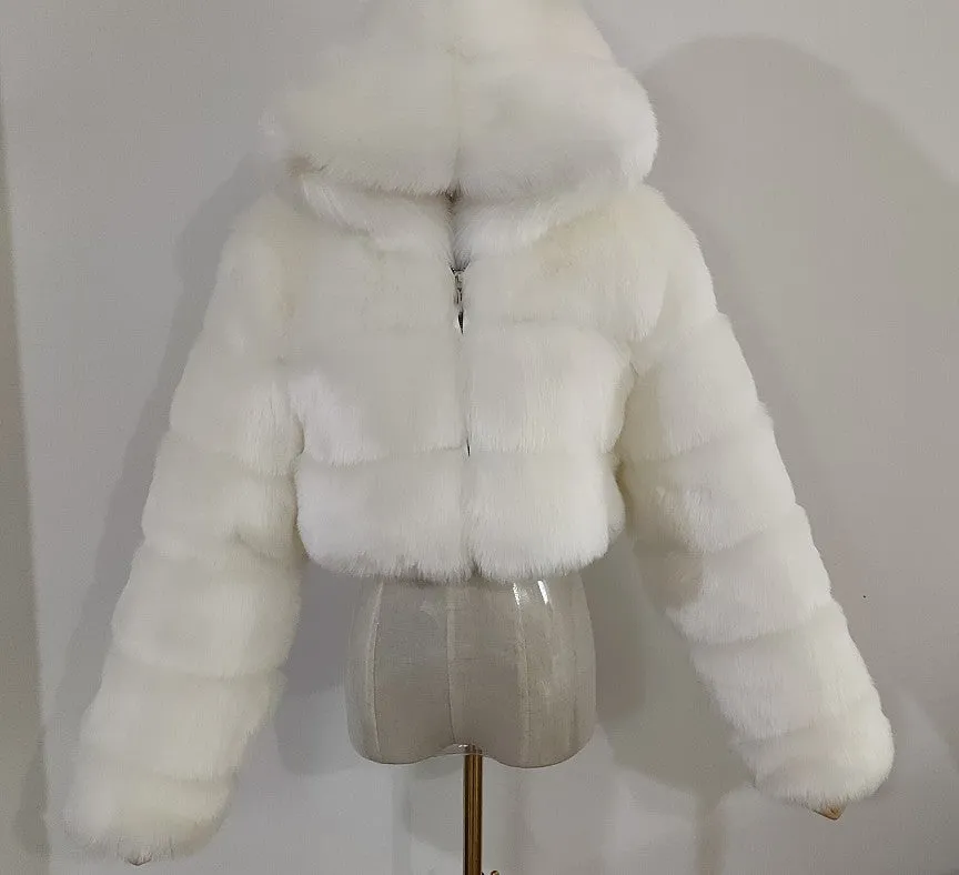 Women's Fur Imitation Fox Stitching Hooded Long Coats