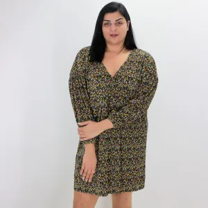 Women's Ribbed Floral Printed Dress,Multi