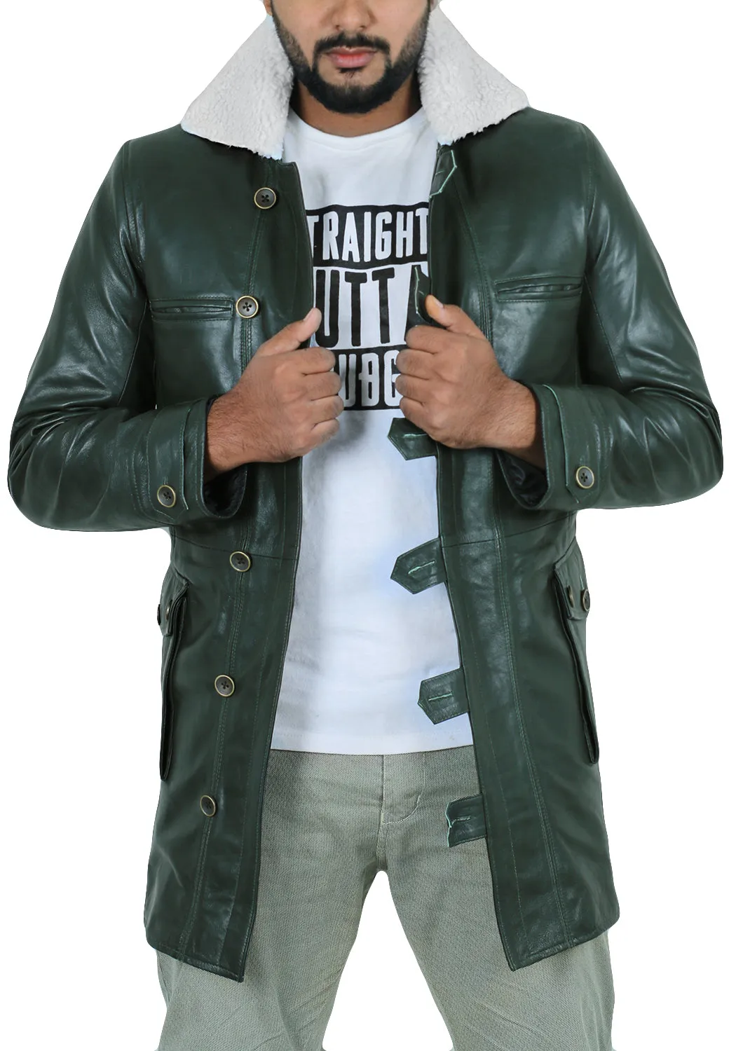 Xylar Distressed Shearling Leather Coat
